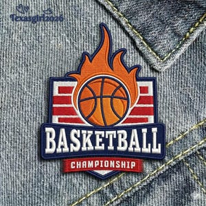 Basketball Championship Trophy Embroidery Patch MVP Winner Team Gift Sew On, Iron On, Hook And Loop Badge