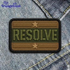 Resolve Iron On Patch - Embroidered Resolve Badge - Minimalist Quote Patch for Jackets - Motivational Word Patch - Inspirational Word Gift
