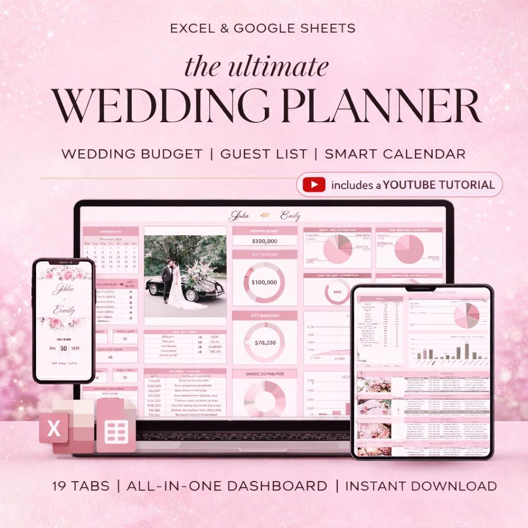 Ultimate Wedding Planner Spreadsheet | Excel & Google Sheets Wedding ...
