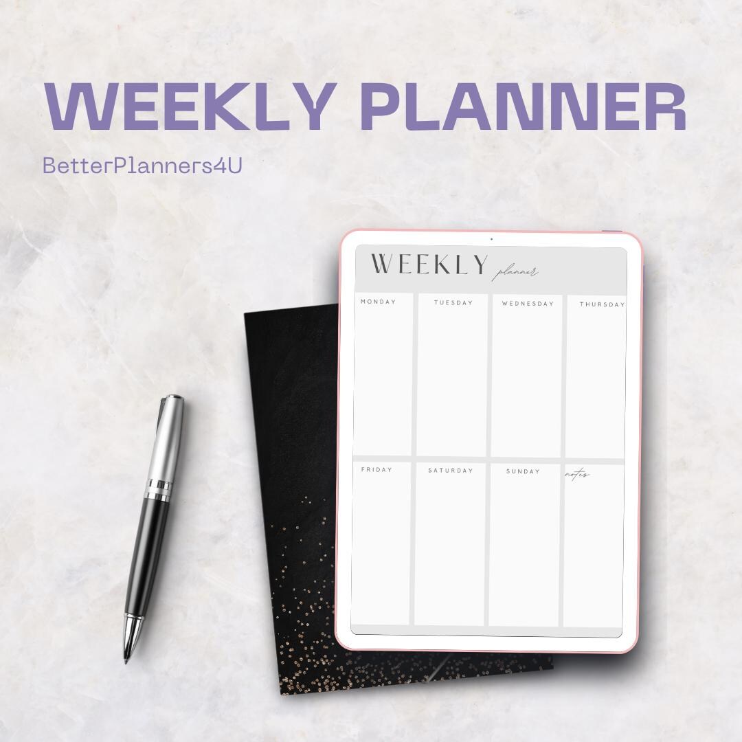 Weekly Planner Printable • Minimalist Weekly Layout • Undated Week ...