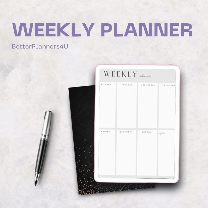 Weekly Planner Printable • Minimalist Weekly Layout • Undated Week ...
