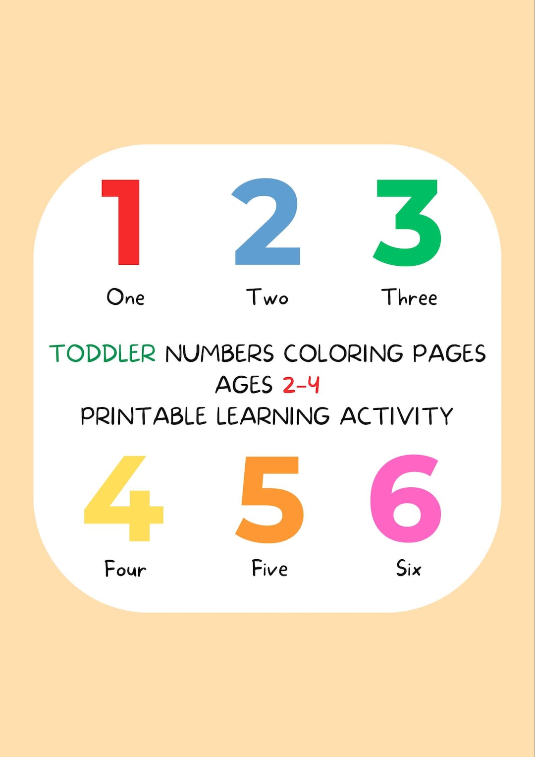 Toddler Numbers Coloring Pages | Ages 2–4 | Learning Numbers & Colours ...