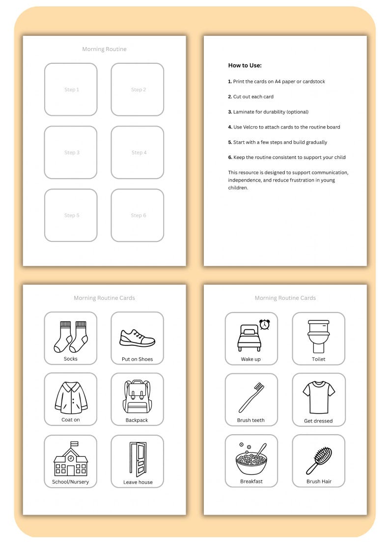 Autism Morning Routine Cards | Visual Schedule Toddler | First Then ...
