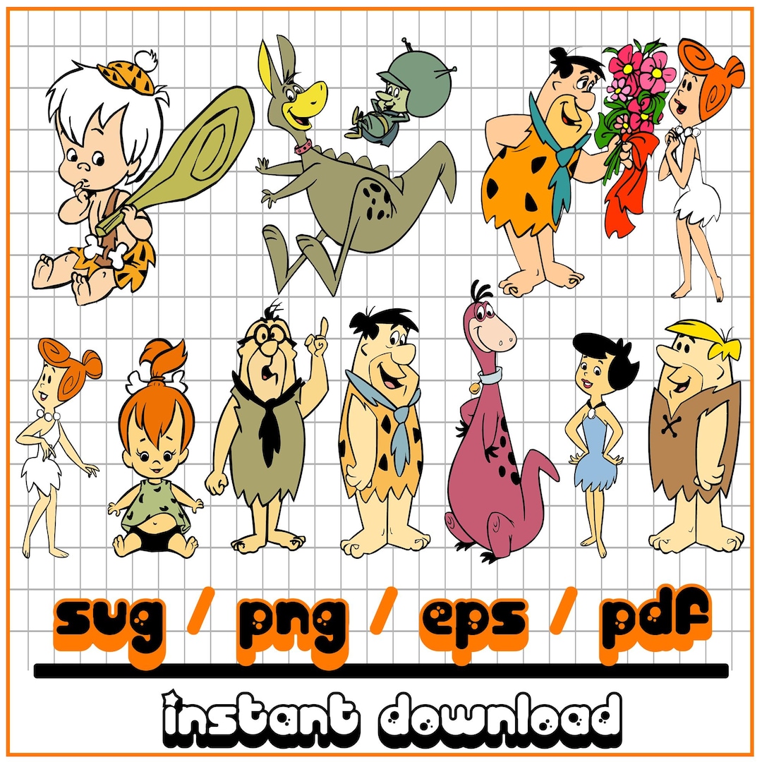 Flintstones SVG Bundle, 90's Cartoon Clip Art, Cricut & Silhouette ...