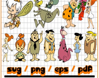 Flintstones SVG Bundle, 90's Cartoon Clip Art, Cricut & Silhouette, Flintstones Design, Birthday Decor