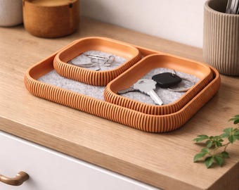 Decoratieve schaal/sleutelbakje met vilten inzetstuk, 3D-geprint