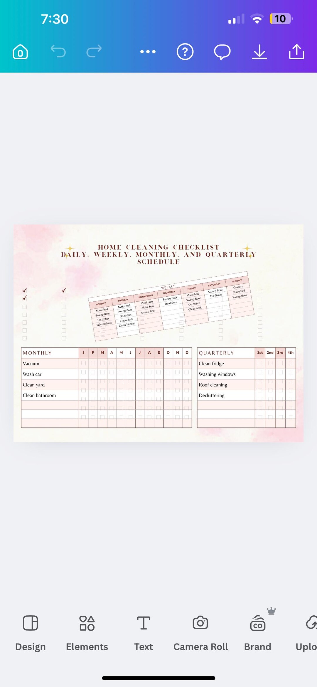 Home Cleaning Checklist Printable | Daily, Weekly, Monthly Cleaning ...
