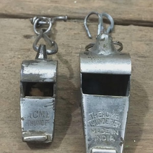 Vintage Old Unique Sound 2 PC. The Acme Thunder Metal Rare Whistle.Collectible