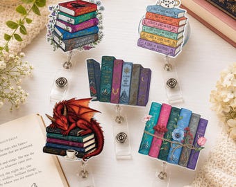 ファンタジーブックバッジリール、Acotar Sjmグッズ、本好きへのギフト、バッジホルダー、学生証バッジホルダー、看護師バッジ、誕生日プレゼント