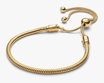 Snake Chain gold-plated Slider 28cm Bracelet & Charm Set-Pandora Style
