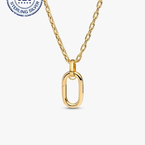 925 Sterling Silver Gold Plated Openable Large Link Chain Necklace-70cm, Pandora Style Chunky Statement Jewelry