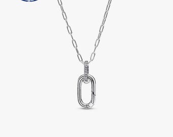 925 Sterling Silver Openable Link Pendant Necklace 50cm, Pandora Style Minimalist Chain Jewelry