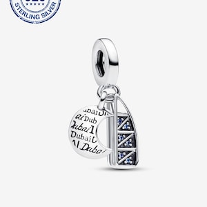 925 Sterling Silver Burj Al Arab Dangle Charm, Compatible with Pandora Style Bracelets & Necklaces