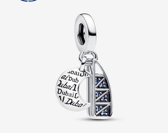 925 Sterling Silver Burj Al Arab Dangle Charm, Compatible with Pandora Style Bracelets & Necklaces