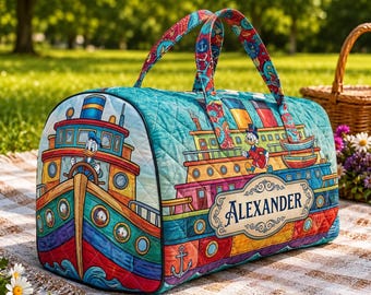 Bolso bandolera personalizado con forma de barco de Donald Duck, bolso de mano personalizado con nombre de Disney, bolso de hombro con personaje de dibujos animados, regalo único de parque temático para niños y familias.