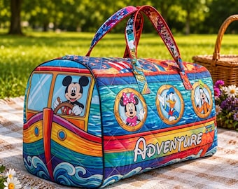 Bolso de mano personalizado de Mickey Mouse y sus amigos con diseño de barco de vapor, regalo personalizado de vacaciones de Disney para todos los fans, bolso de hombro con estampado de efecto 3D animado.