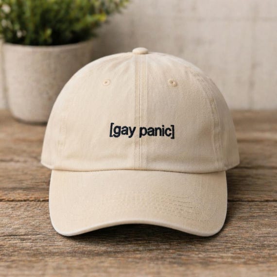 Gay Panic Minimal Cap, Funny LGBTQ Embroidered Hat, Relatable Gay Slogan Cap, Pride Aesthetic, Funny Gay Gift