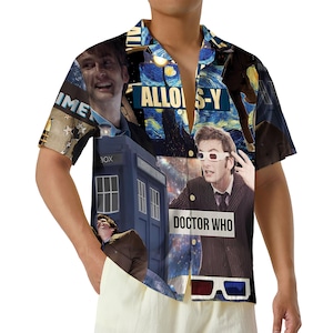 doctor who dress shirt Tardis Doctor Who Button Up Hawaiian Shirt