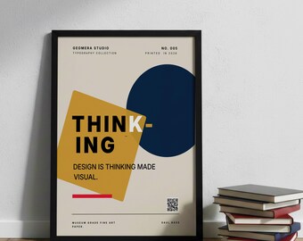 Minimalistischer Typografie Print ⎪ Mid Century Geometrie abstraktes Wandbild aus FSC-zertifiziertem Holz