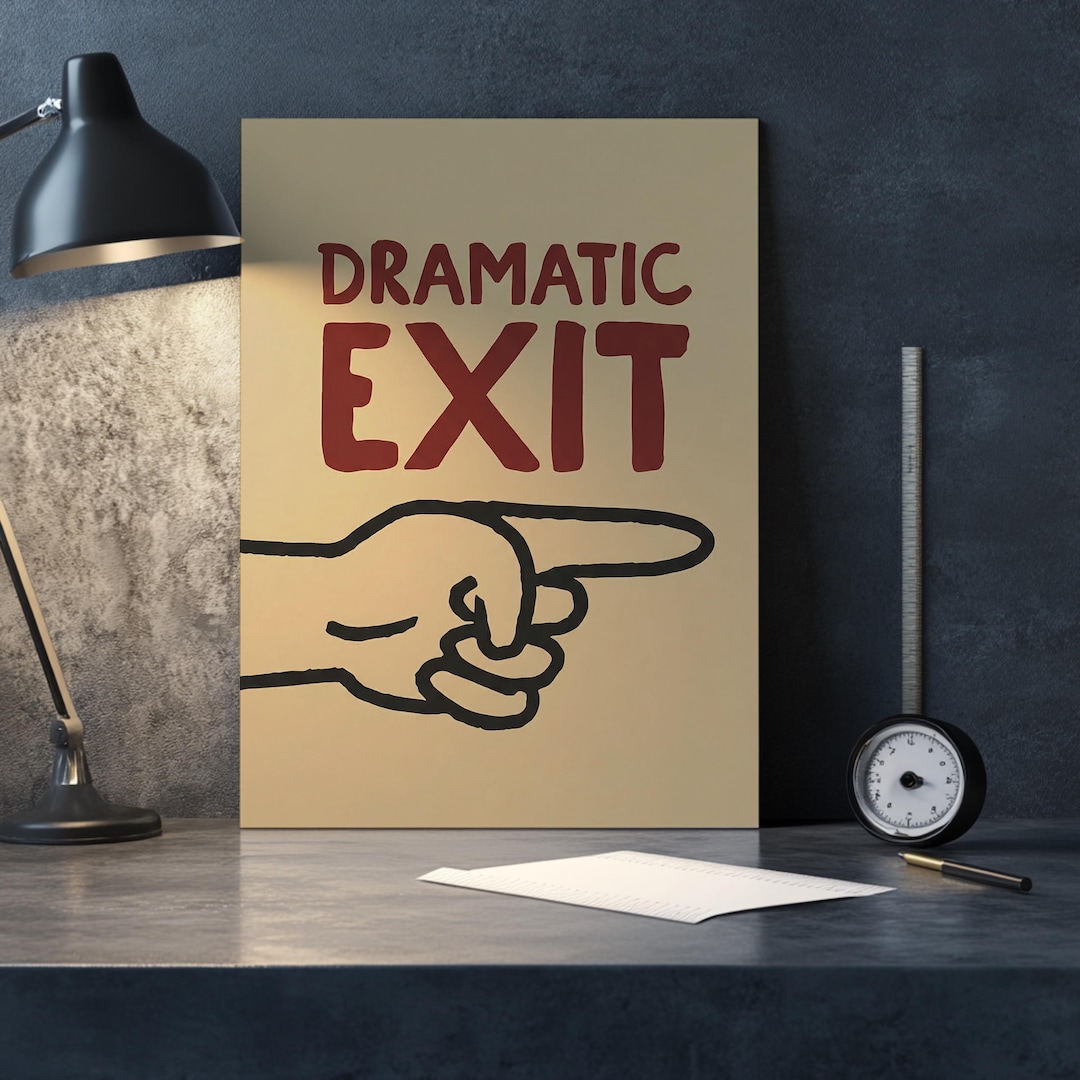 Dramatic Exit Poster: Retro Pointing Hand, Matte Vertical Print - Etsy