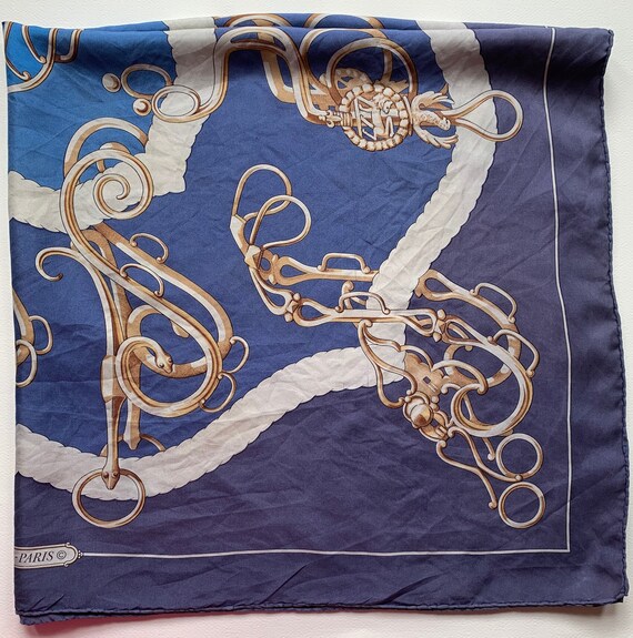 Hermes Designer Regal Blue Equestrian Silk Square