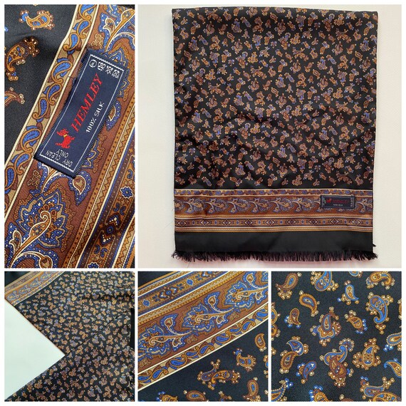 Vintage Navy Blue Hemley Silk & Wool Paisley Intri