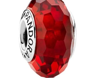Red Faceted -  Charm-Pandora Style