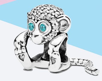 Silver Pave Monkey Charm-Pandora Style