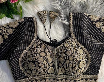 Heavy sequin embroidered full stitched blouse : Ready to wear choli for women