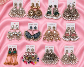 12 designer traditional earrings set for women for wedding and festive wear