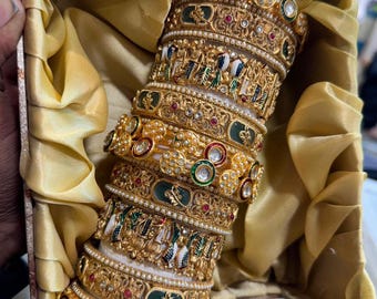 Designer Rajwadi bangles set for both hands, Indian festive and wedding jewellery