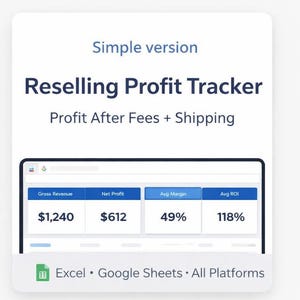 Reselling Profit Tracker Spreadsheet | Profit After Fees + Shipping | Inventory & Sales | Price Floor Calculator (BASIC)