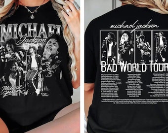 Camiseta vintage de la gira Bad Word de Michael Jackson, camiseta gráfica Bad de King Music, camiseta juvenil