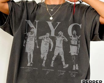 Camiseta gráfica de jugadores de baloncesto de Nueva York: Karl-Anthony Towns, Jalen Brunson, Josh Hart, OG Anunoby