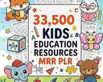 Kids Learning Mega Bundle | 33,500+ Printable Worksheets Activities | PLR & MRR Included | Digital Download