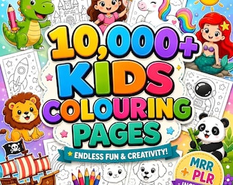 10,000+ Coloring Pages Digital Bundle | Kids-Adults | Commercial Use | PLR MRR