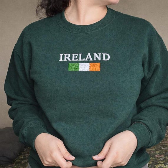 Ireland Embroidered Sweatshirt Irish Pride Shirt Saint Patrick's Say Embroidered Crewneck Lucky Girl Embroidery Hoodie