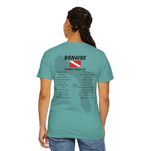 Bonaire Scuba Diving Sights T-shirt | Island Dive Map, Marine Life Highlights