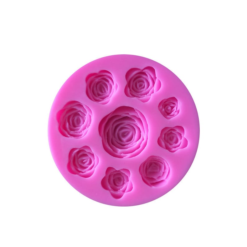 9.5cm MD/_FL/_18 3D Rose Roses Mold Set Flower Mold Flowers Mold in 9 Flowers Mold Epoxy Jewelery Mold DIY Candle Soap Craft