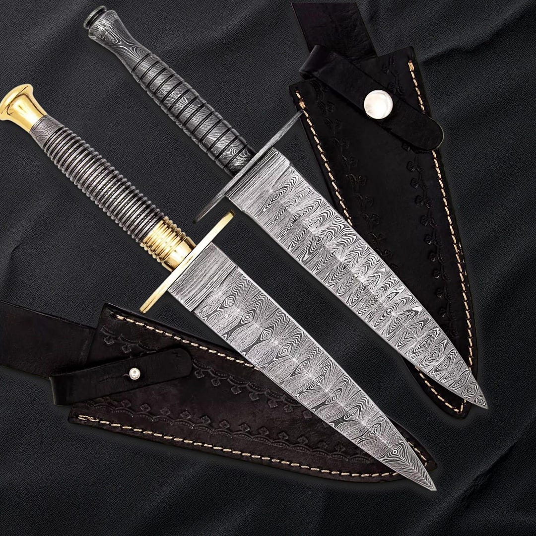 Handmade Knife Damascus Steel Dagger Knife Bowie Hunting Knife With ...