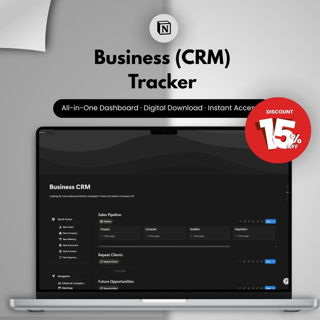 Business CRM Tracker Notion Template 2026 | Client Manager | Business ...