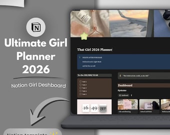 Ultimate Girl Notion Planner 2026 | Self Care, Mindset, ADHD Dashboard (Instant Download)