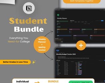 Notion Student Bundle 2026 | Weekly Planner + Budget Tracker | College Academic (Instant Download)
