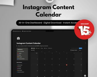 Notion Instagram Content Planner: Reel Kit, Hashtag Strategy, Organizer