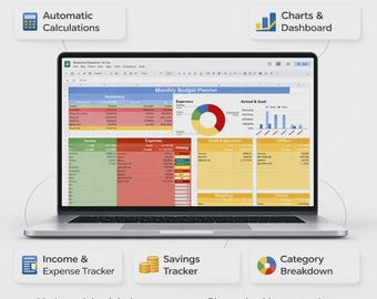 Budget Planner Spreadsheet 2026 | Monthly Expense Tracker Google Sheets Template