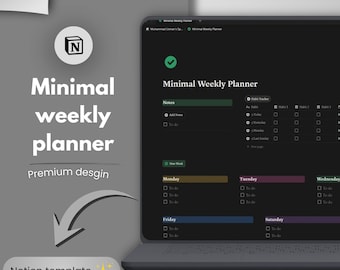 Notion Weekly Planner Template 2026 | Minimal Digital Planner | Habit Tracker & To-Do List | Instant Download