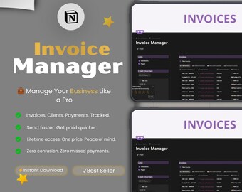Invoice Manager 2026 Notion Template | Freelance Business Tracker | Client Invoicing System (Instant Download)