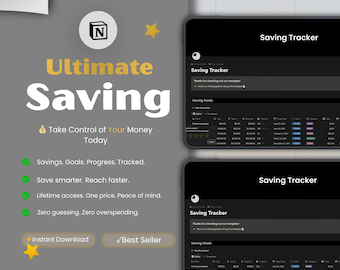 Ultimate Saving Tracker Notion Template 2026, Savings Goal, Expense Log, Vacation Savings, (Instant Dowload)