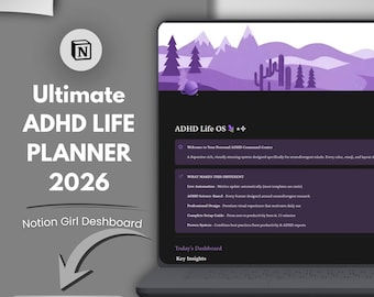 Ultimate ADHD Life Planner 2026 | Notion Template with Live Automation & ADHD Tools | Instant Download