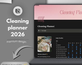 Notion Cleaning Planner 2026 | Daily, Weekly, Monthly, cleaning schedule (Instant Download)